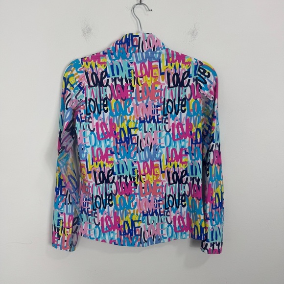 Ibkul Long Sleeve Zip Mock LIMITED EDITION SERIES AIMEE-HOT PINK/MULTI SPF 50 XS - Picture 3 of 10